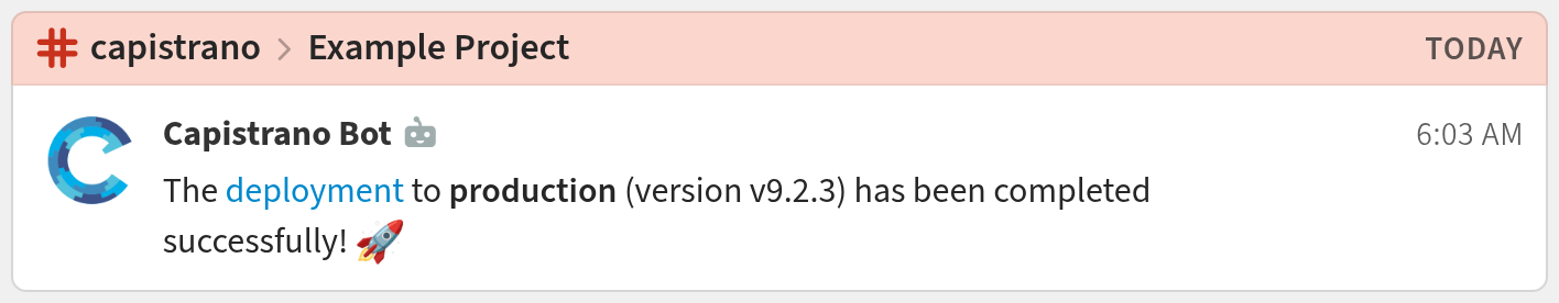 Capistrano bot message